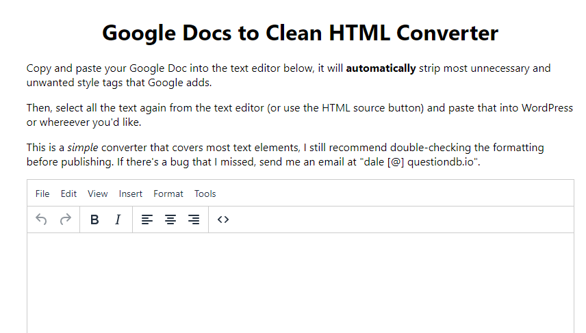 Google Docs to HTML